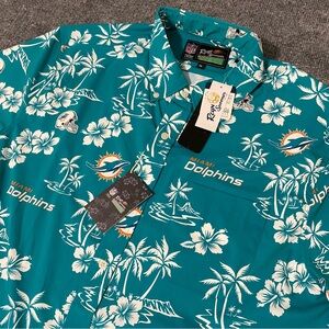 Reyn Spooner Miami Dolphins Kekai Hawaiian Shirt Mens XL NWT Button Front NWT